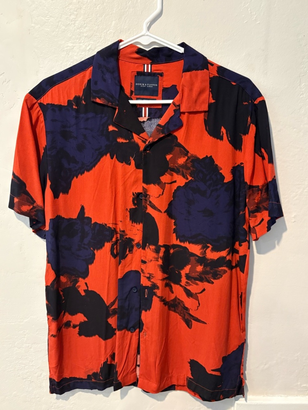 Denim & Flower Red and Navy Abstract Floral Button-Down Shirt